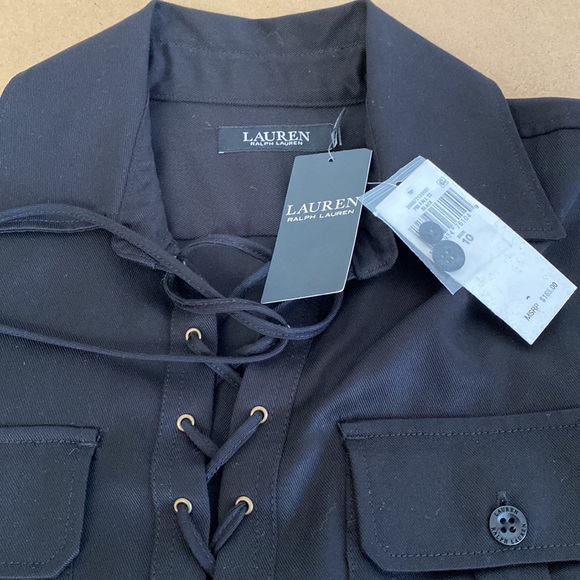 NWT Lauren Ralph Lauren Twill Lace Up Dress. Size 10 - Picture 4 of 7